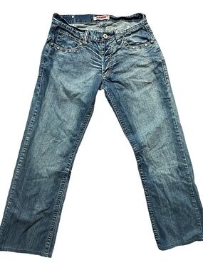 Mondo Men’s Embellished Studded Blue Denim Jeans Straight Leg - Y2K